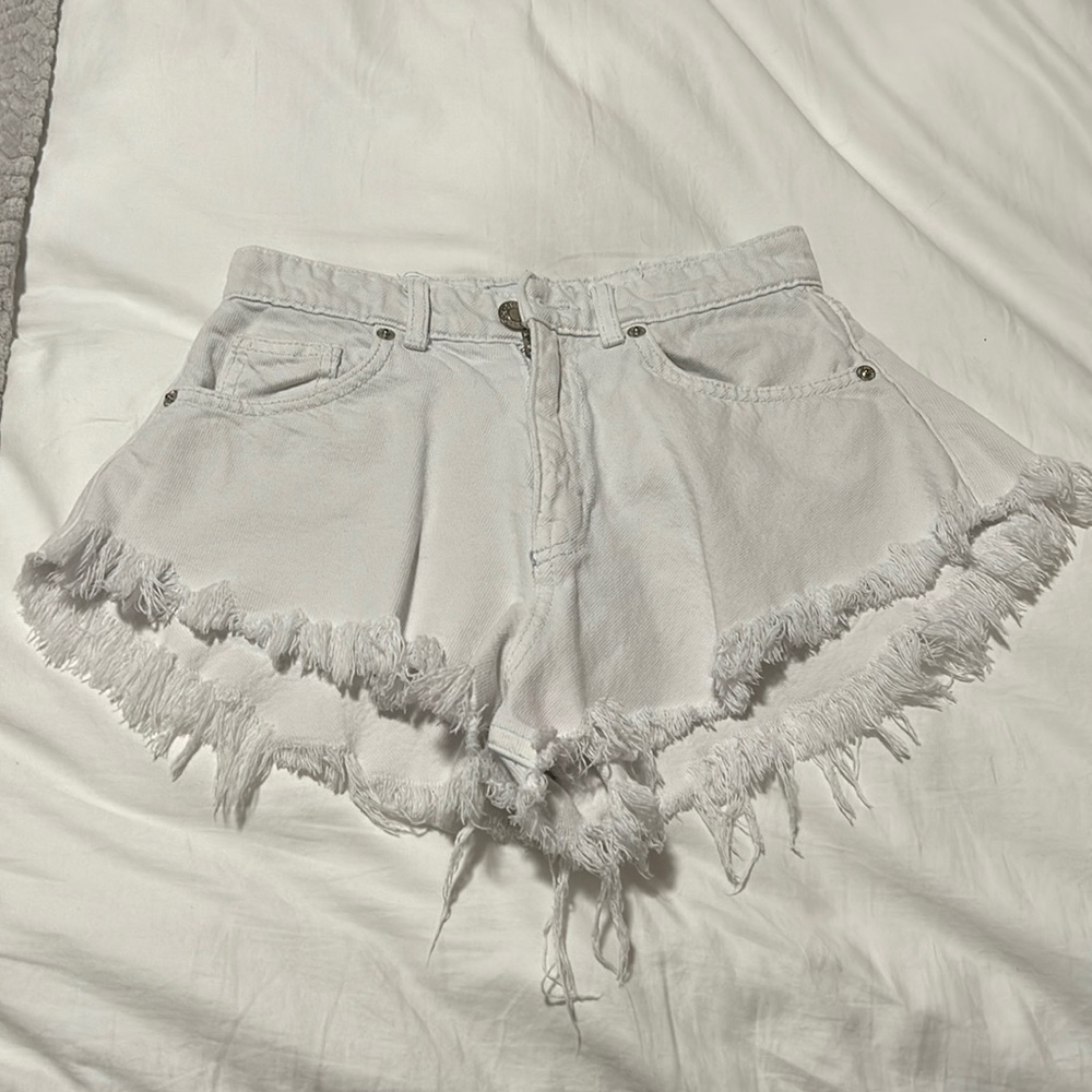 Zara white denim shorts